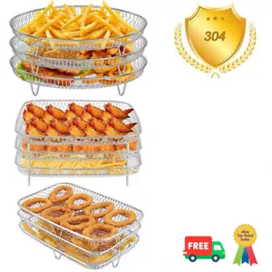 Air Fryer Rack Stainless Steel 3 Layer Grill Basket Baking Tray Accessories - Picture 1 of 12