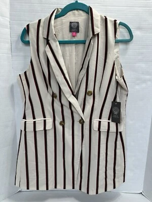 Vince Camuto жилет женщин размер 8 хаки красный черный коричневый полоски полиэстер верхний новый с Ярлыками - Изображение 1 из 4