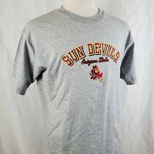 Vintage Arizona State Sun Devils T-Shirt Mens Large Crew Gray Cotton Embroidered - Picture 1 of 9