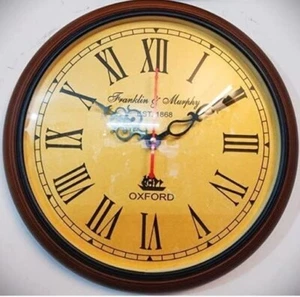 12" Nautical Wooden Wall Clock – Antique Brown Decorative Clock for Home/Office - Picture 1 of 5
