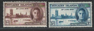 BRITISH PITCAIRN ISLANDS 1945-46 VERY FINE MNH STAMPS SCOTT# 9-10 PEACE ISSUE - Picture 1 of 3