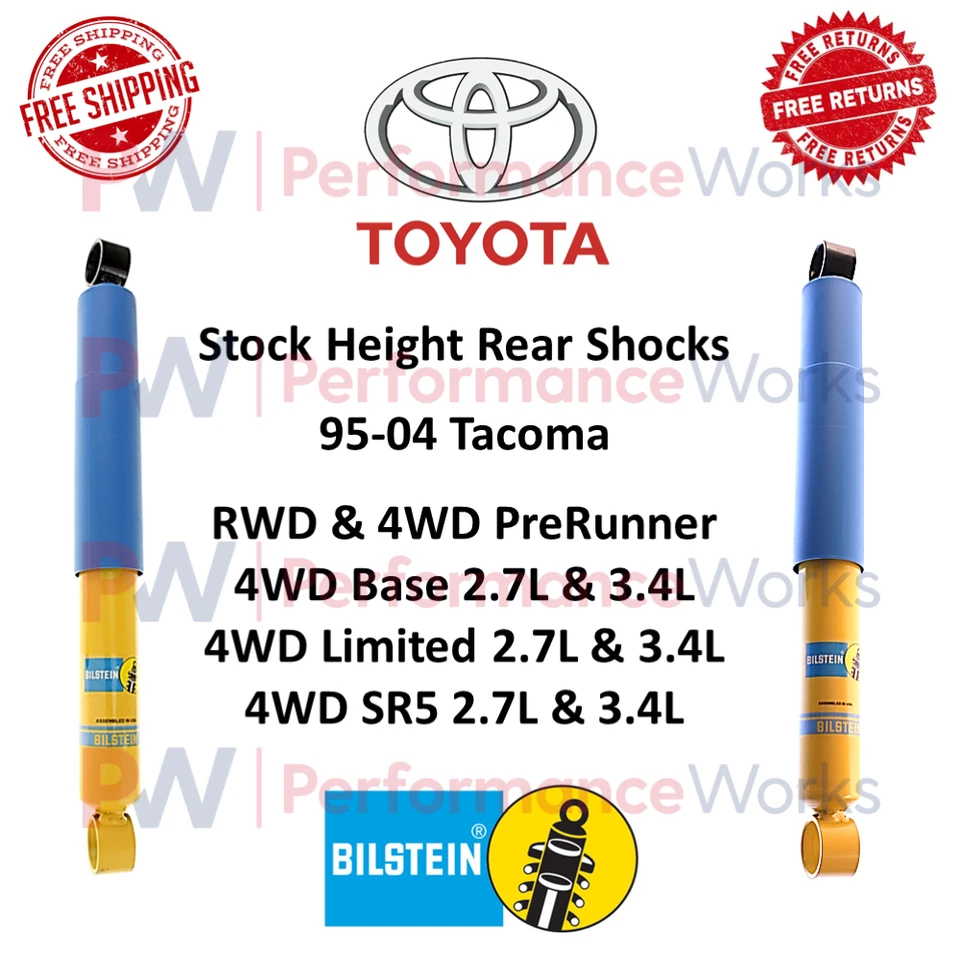 Par de amortiguadores traseros Bilstein B6 4600 Stock para 95-04 Tacoma PreRunner/base 4x4 Foto 1 de 4