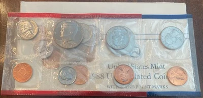 1988 US Uncirculated Mint Set with Both P & D Coins FV $1.82 #2 - Image 1 of 3