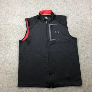 Under Armour Vest Mens Medium ColdGear Softshell Sleeveless Jacket Red Trim - Picture 1 of 8