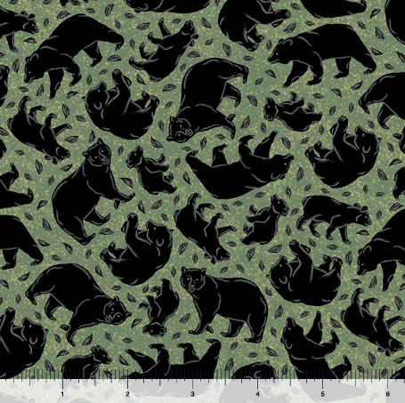 Green Bear Silhouette 44" fabric by Quilting Treasures, 29105-F, cotton - Image 1 of 1