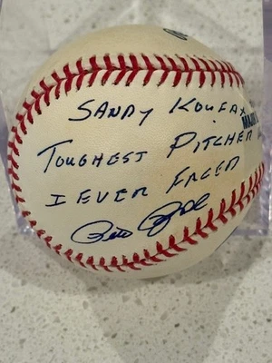 Rare Inscription Pete Rose Auto/Signed Baseball "Sandy Koufax Toughest......"JSA - Image 1 of 4