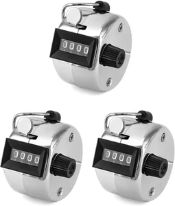 3 Pz Contapersone Manuale in Metallo, 4 Cifre Contatore Meccanico per Contare Sp - Foto 1 di 12