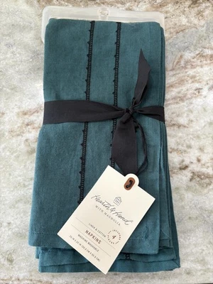 Hearth & Hand Dark Green Linen & Cotton Napkins - Set of 4 - NEW - Image 1 of 3