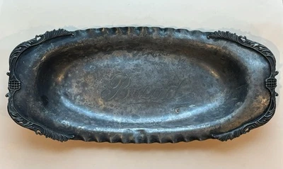 Bandeja para servir pan grabada cuádruple 815 Beacon Silver Co. antigua vintage Foto 1 de 4