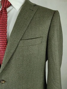 Indochino Herren 42/43 L Olivgrün Wolle 3 Rollen 2 Tweed Blazer Sakko Sport Mantel - Bild 1 von 18