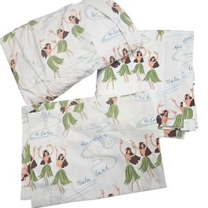 Hawaiian Hula Dancer Aloha Print Cotton Blend Sheet Set Full Size - Picture 1 of 11