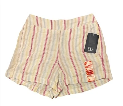NWT Gap Linen Shorts Women's Size XS White w Multicolored Stripe - Image 1 of 3