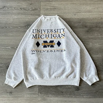 Vintage 90s Michigan Wolverines Sweatshirt Men’s XL Grey Crewneck Made In USA - Image 1 of 4