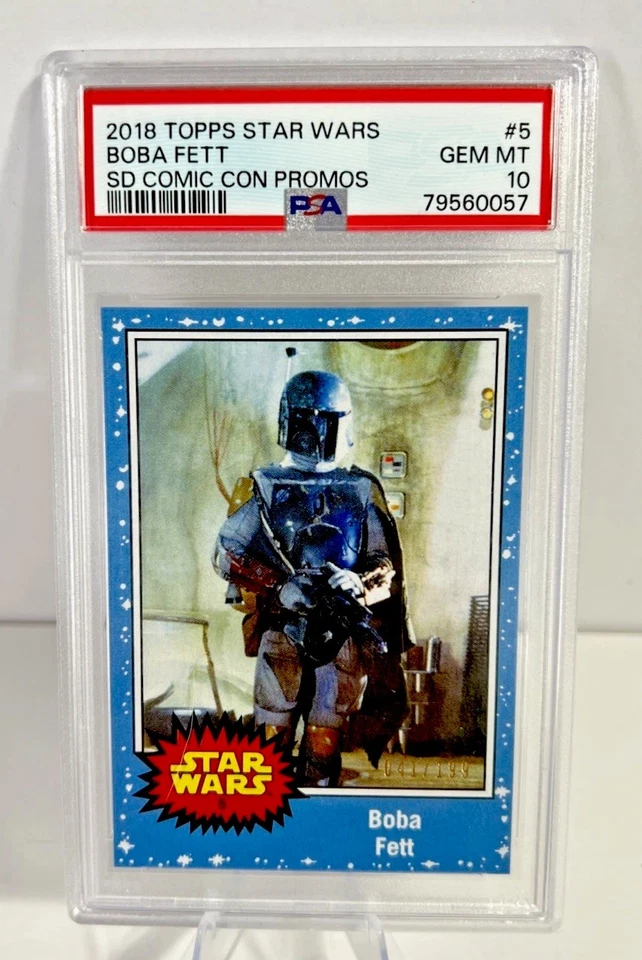 2018 Topps Star Wars Boba Fett #5 SDCC Promo /199 PSA 10 - Pop 18 - Image 1 of 4