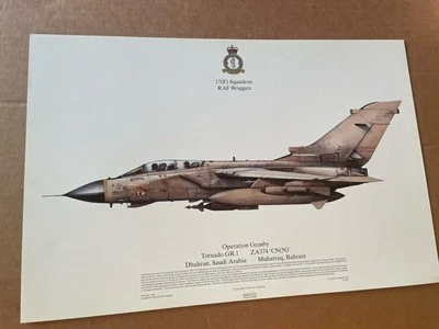 Tornado GR.1 Operation Granby Dhahran Saudi Arabia RAF Bruggen Squadron Prints - Image 1 of 4