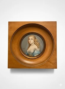 Miniaturportrait 19. Jahrhundert - Marguerite de la Sablière, Öl, signiert Hestoul - Bild 1 von 5