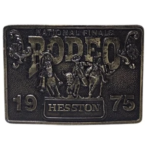 Fibbia cintura rodeo 1975 Hesston finali nazionali NFR cowboy western vintage OKC - Foto 1 di 13