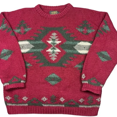 Suéter vintage años 90 Eddie Bauer etiqueta dorada 100% lana talla grande Foto 1 de 3