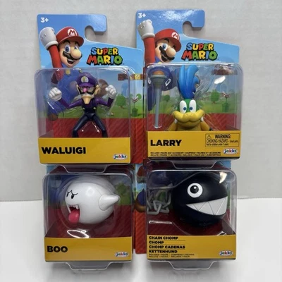 超级马里奥兄弟 4 件套 2 英寸 Larry Waluigi Boo Chomp Jakks Pacific 全新 — 第 1/4 张图片