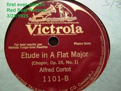 3/21/1925 1st ELECTRIC VICTOR Alfred Cortot PIANO Chopin Waltz C#/ Etude A 1101 Foto 1 de 2
