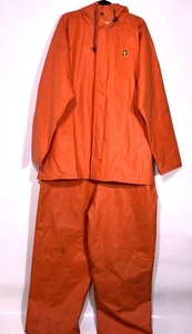 Mens Guy Cotton Fishing Rain Jacket + Bib Coverall Trousers Orange XL Complete - Picture 1 of 17