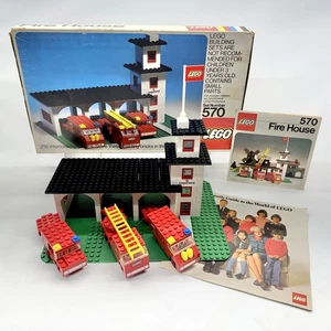Vintage LEGO Firehouse 570 / 375 1973 99% Complete Box & Instructions! Legoland - Picture 1 of 19