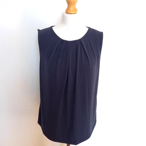 Camiseta Jones New York L UK 16 Azul Marino Sin Mangas con Detalle de Cuello Plisado Nuevo con Etiquetas - Imagen 1 de 8