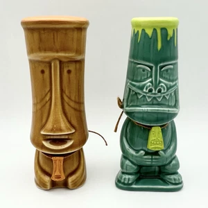 SHAG Josh Agle TIKI EKAHI & ELUA Especias Sal Pimienta Coctelera Botella Moai Japón Raro - Imagen 1 de 24
