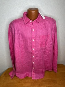 NWT NEW Men's Tommy Bahama Relax L/S Button Front Shirt Large L - Pink - Linen - Bild 1 von 6