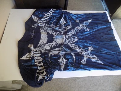 Camiseta Xtreme Couture Azul Calavera Alada Para Hombre XL Diseño Gótico EE. UU. Foto 1 de 3