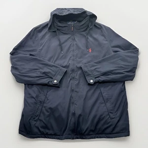Polo Ralph Lauren Mens Jacket 4XLT Tall Hooded Navy Water Repellent Fleece Lined - Picture 1 of 10