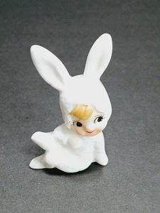 Vtg Porcelain Easter Child in Bunny Suit Minature Figurine = 2.5" tall - Picture 1 of 7
