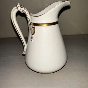 Antique Porcelain H &C France Haviland Limoges Creamer White w/Gold Rope 6” - Picture 1 of 9