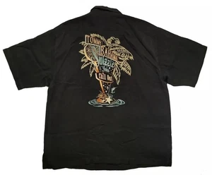 Tommy Bahama Men Shirt Large Relax Black Embroidered Chill Out Short Sleeve - Picture 1 of 9