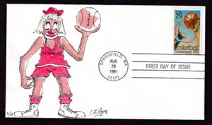 1991 Basketball Centennial 100 years Sc 2560 hand-painted Pope cachet 2/15 - Picture 1 of 1