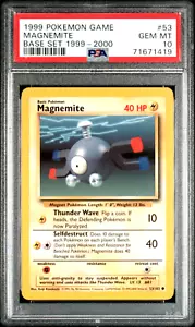 Pop 27! PSA 10 Gem Mint Magnemite 1999-2000 Pokemon Base Set 4th Print 53/102 - Picture 1 of 2