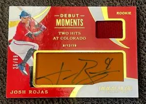 2020 Makulate Debüt Moments Trikot Leder 25/99 Josh Rojas Rookie Auto RC RPA - Bild 1 von 4