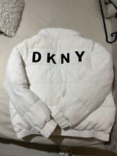 DKNY Ladies Puffer Jacket, Cream, 8/S, Button Fasten (zip Is Broken), Cosy