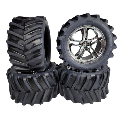 Fits Traxxas T-maxx 2.5 Classic Tires & wheels (4), Chevon 14mm 5173 tyres 49104 - Image 1 of 3