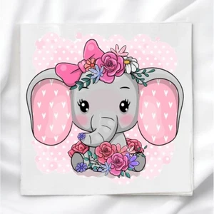 Panel de tela rosa bebé elefante para acolchado artesanía costura bloque de edredón - Imagen 1 de 2