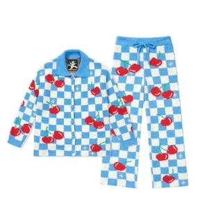 Wiggle Wiggle Cherry Long Pajama Set Night Fluffy Soft Women - Picture 1 of 14
