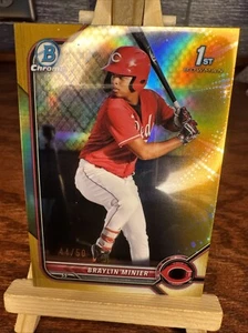 2022 bowman chrome Braylin Minier 1st  GOLD 44/50 - Picture 1 of 4