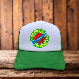 Cappello da camionista Defunct San Diego Rockets da uomo verde snapback vintage berretto a sfera - Foto 1 di 7