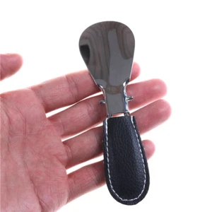 12*3.5cm Shoe Horn Stainless Steel Foldable PU Leather Handle Shoehorny_z8 - Picture 1 of 6