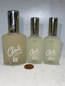 (Lot Of 3) CHARLIE (1) RED + (2) WHITE By Revlon Cologne Sprays 1.3 oz + 0.5 oz - Picture 1 of 1
