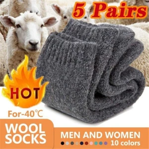 5 Paare Herren Winter Super Dicke Merino Wolle Boot Warme Thermische Socken Neu - Bild 1 von 8