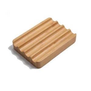 Jabonera de bambú orgánico de madera natural soporte para bandeja - ducha, baño, cocina - Imagen 1 de 9