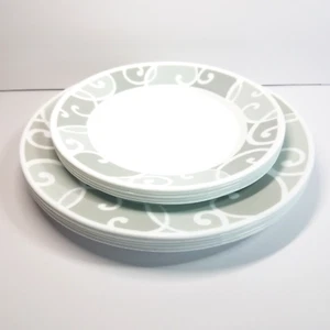 10er Set Corelle Vitrelle Abendessen Salatteller grau weiß 10,5" & 8,5" - Bild 1 von 10