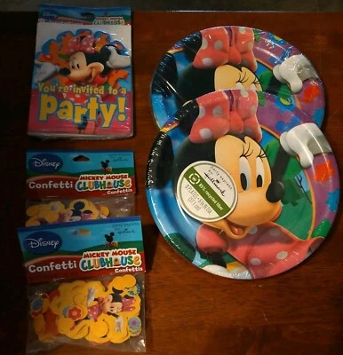 Disney Minnie Mouse Suministros de Fiesta de Cumpleaños Platos, Confeti, Invitaciones A-19 Foto 1 de 4