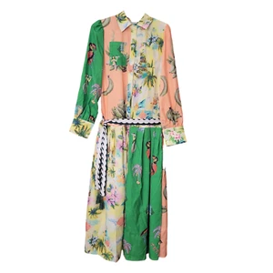 Women's Size M Long Sleeve Boho Flowy ButtonsTassel Tie Maxi Dress FREE S&H - Picture 1 of 2